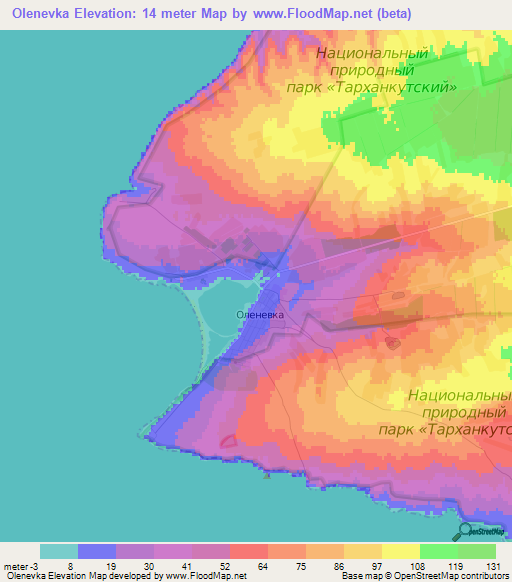 Olenevka,Ukraine Elevation Map