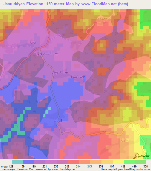 Jamurkiyah,Syria Elevation Map