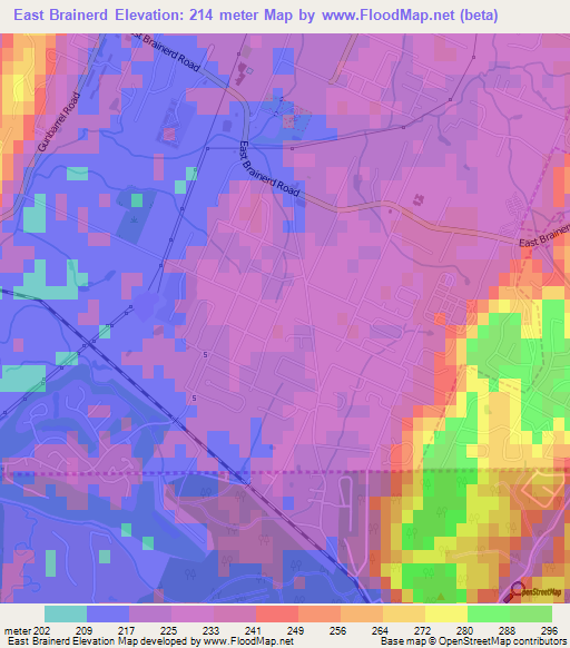 East Brainerd,US Elevation Map