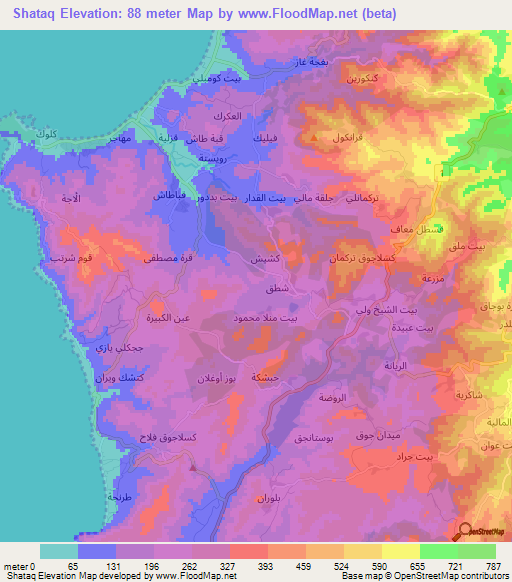 Shataq,Syria Elevation Map
