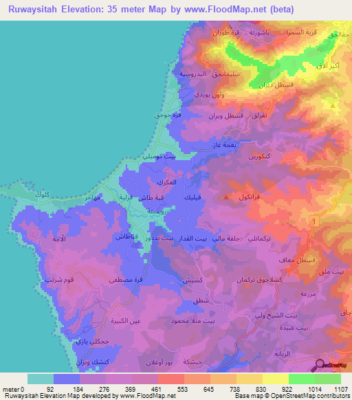 Ruwaysitah,Syria Elevation Map