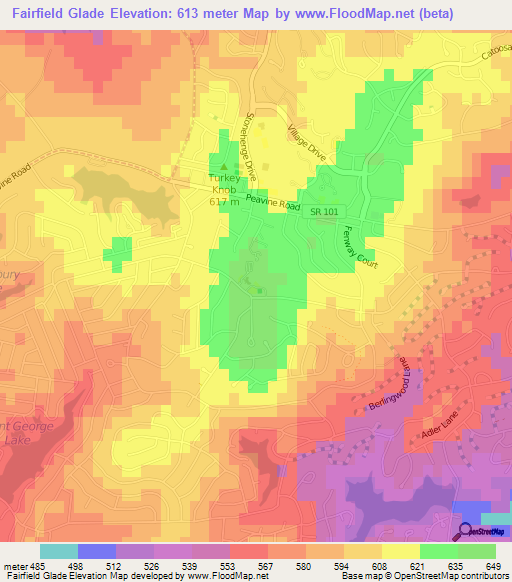 Fairfield Glade,US Elevation Map