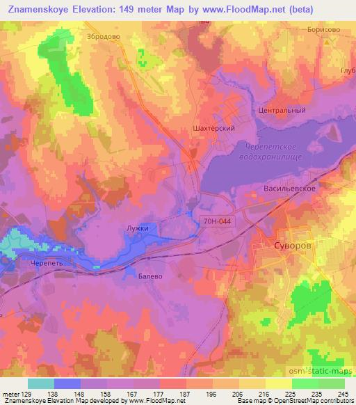 Znamenskoye,Russia Elevation Map