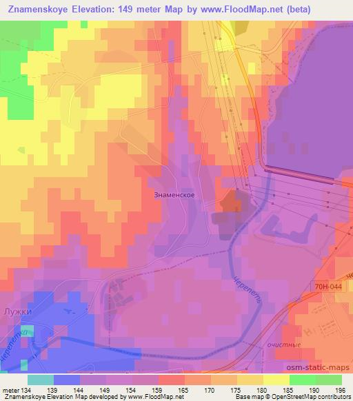 Znamenskoye,Russia Elevation Map