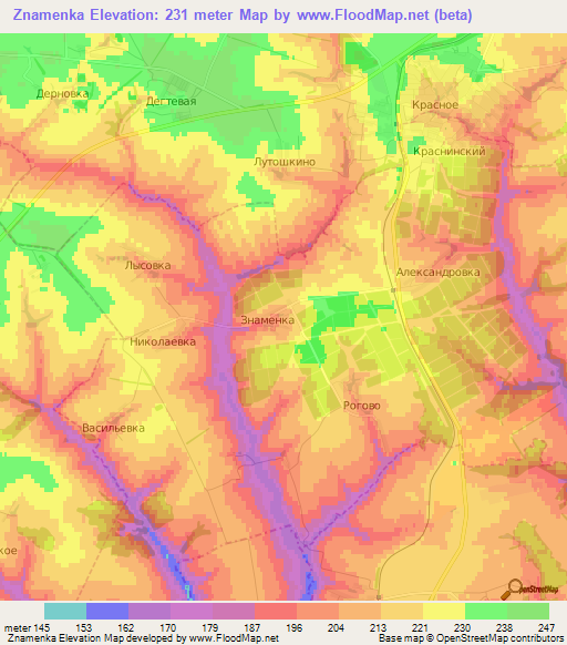 Znamenka,Russia Elevation Map