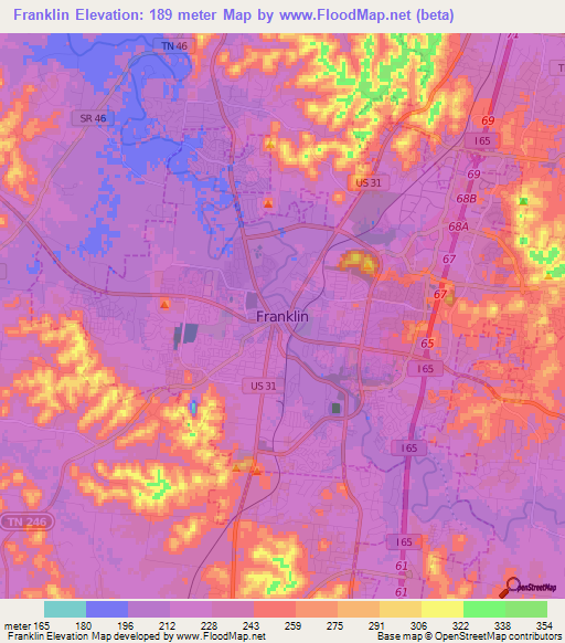 Franklin,US Elevation Map