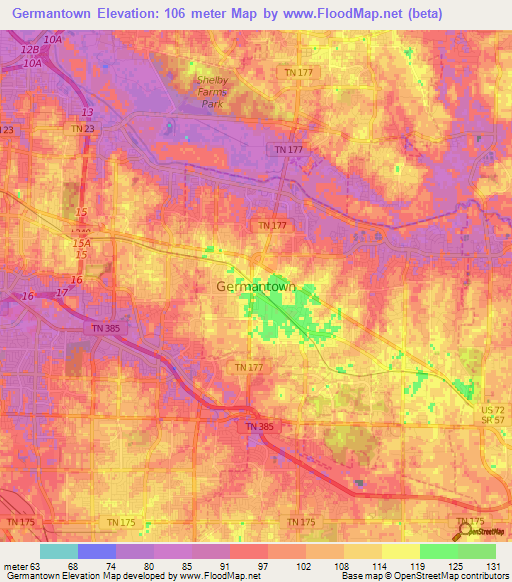 Germantown,US Elevation Map