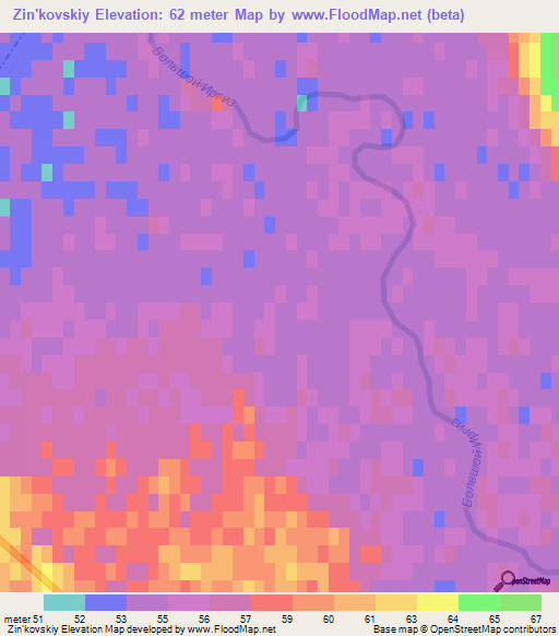 Zin'kovskiy,Russia Elevation Map