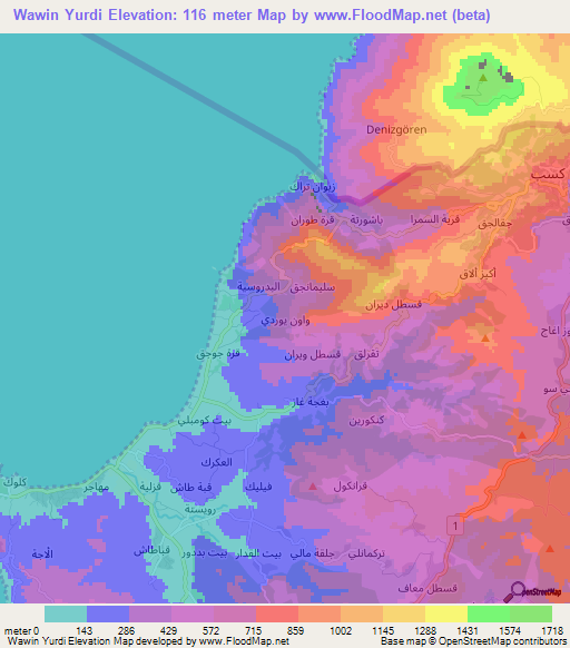 Wawin Yurdi,Syria Elevation Map