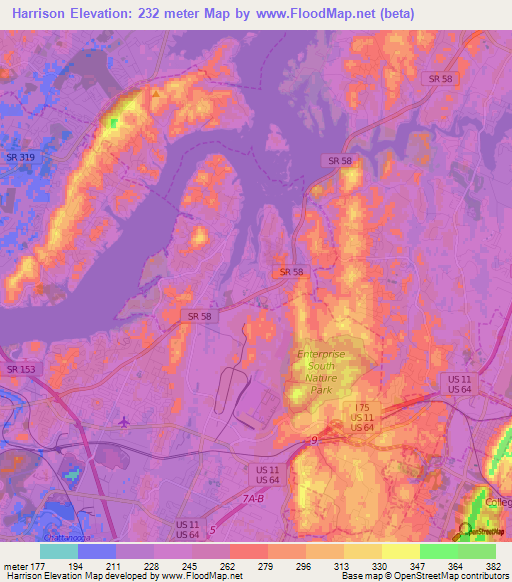 Harrison,US Elevation Map