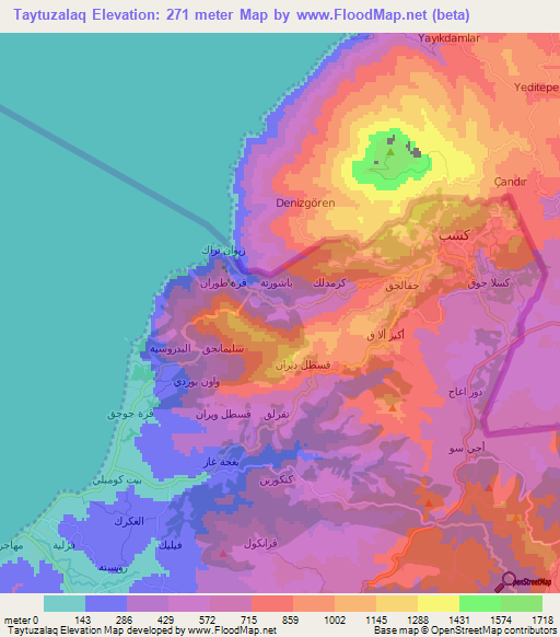 Taytuzalaq,Syria Elevation Map