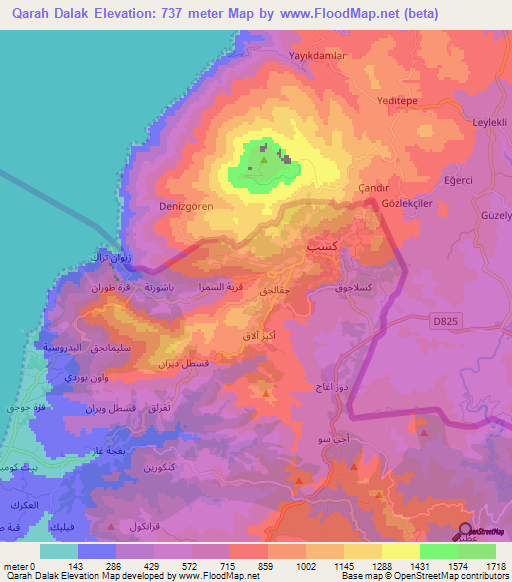 Qarah Dalak,Syria Elevation Map