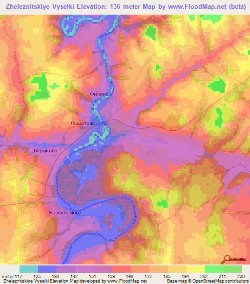 Zheleznitskiye Vyselki,Russia Elevation Map