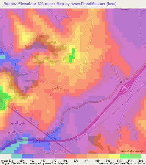 Bughaz,Syria Elevation Map