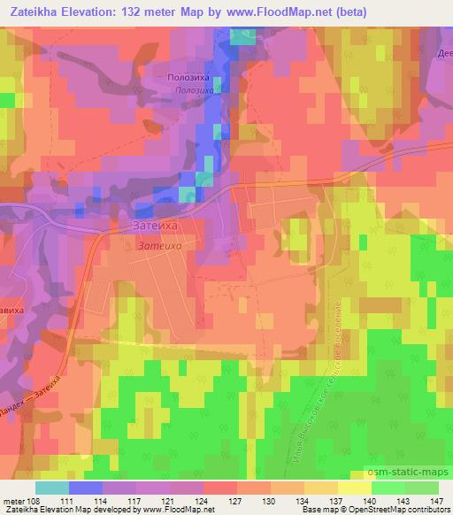 Zateikha,Russia Elevation Map