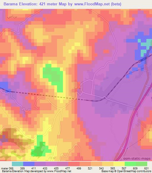 Barama,Syria Elevation Map