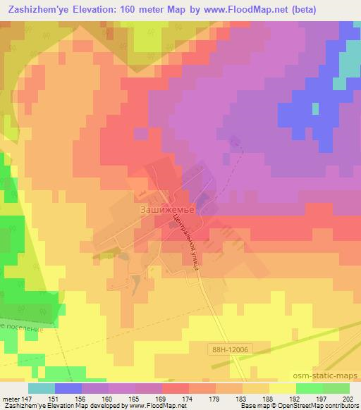 Zashizhem'ye,Russia Elevation Map