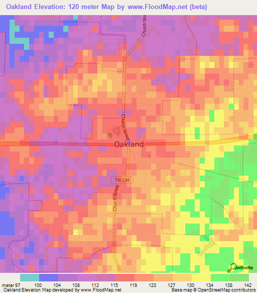 Oakland,US Elevation Map