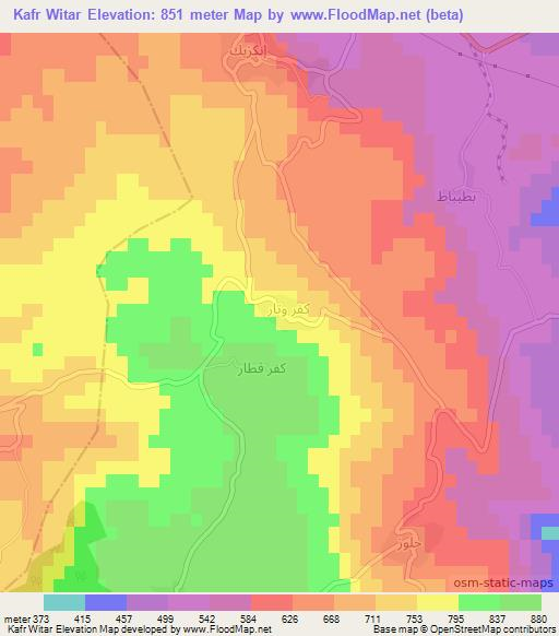 Kafr Witar,Syria Elevation Map