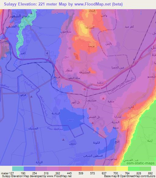 Sulayy,Syria Elevation Map