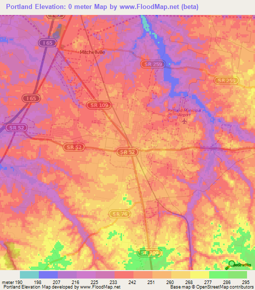 Portland,US Elevation Map