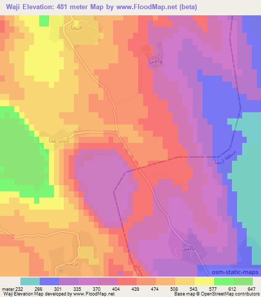 Waji,Syria Elevation Map
