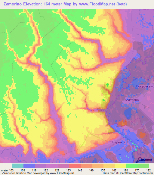Zamorino,Russia Elevation Map