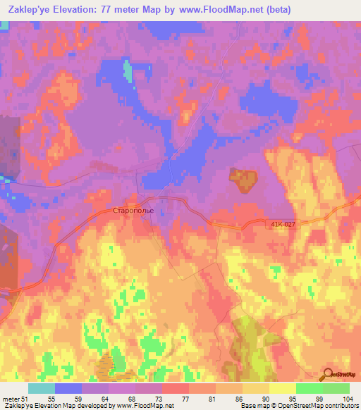 Zaklep'ye,Russia Elevation Map