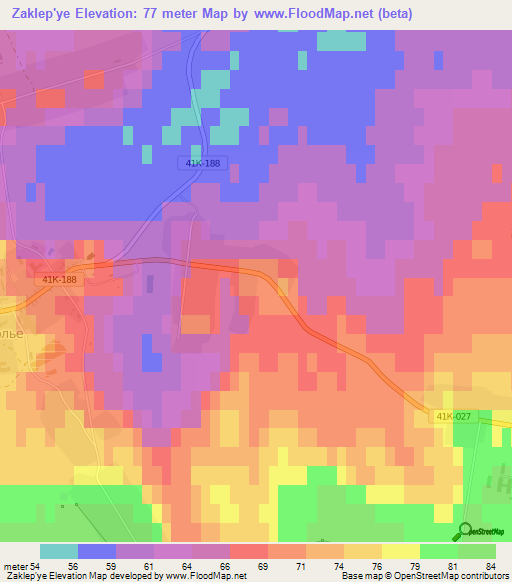 Zaklep'ye,Russia Elevation Map
