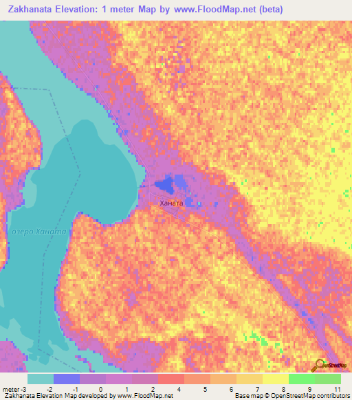 Zakhanata,Russia Elevation Map