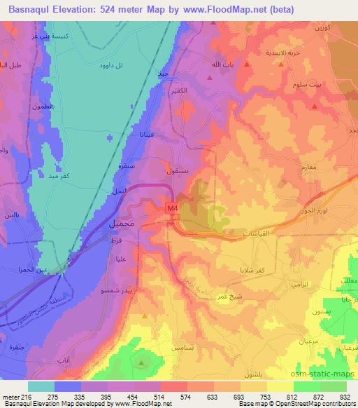 Basnaqul,Syria Elevation Map
