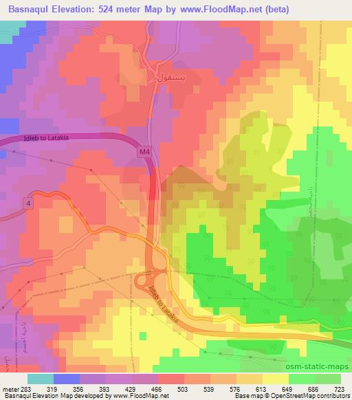 Basnaqul,Syria Elevation Map