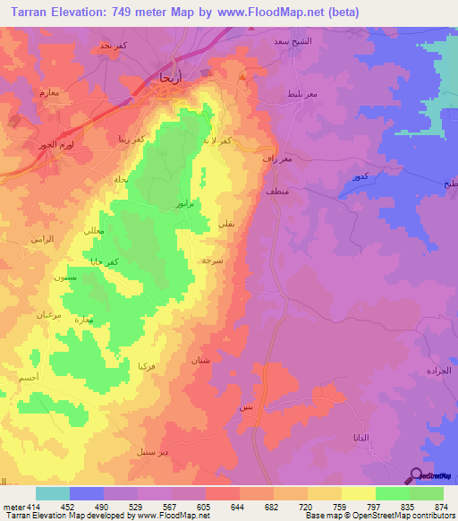 Tarran,Syria Elevation Map