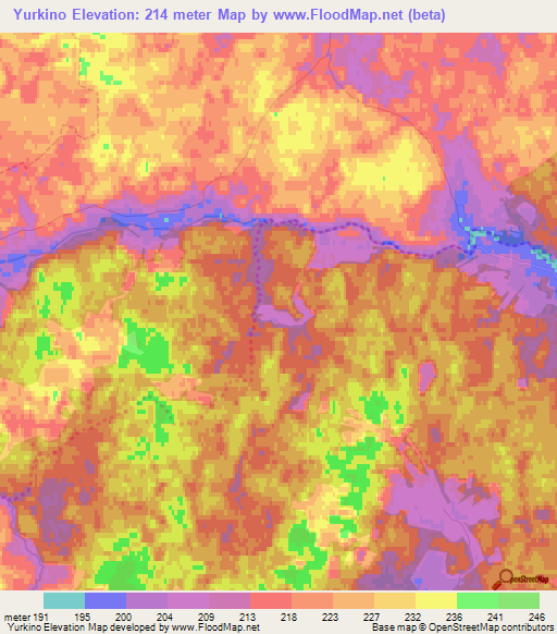 Yurkino,Russia Elevation Map