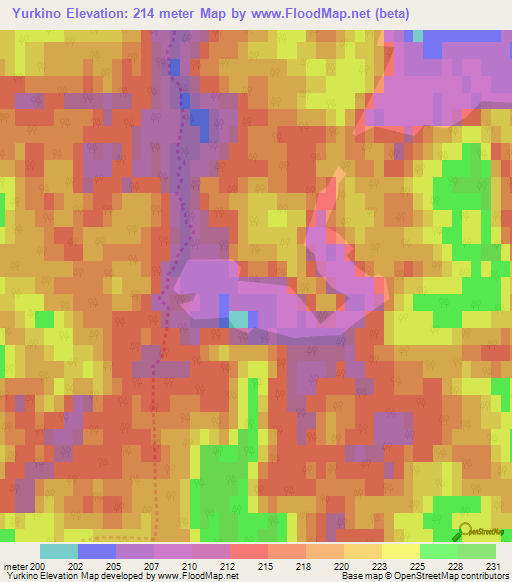 Yurkino,Russia Elevation Map