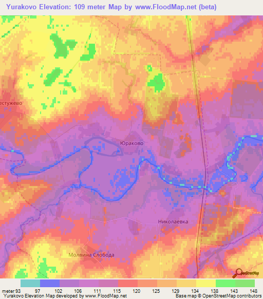 Yurakovo,Russia Elevation Map