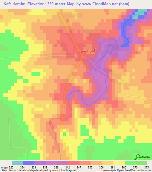 Kafr Hamim,Syria Elevation Map