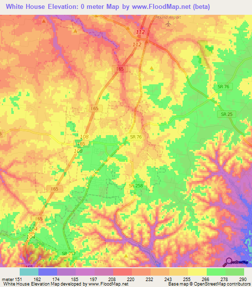 White House,US Elevation Map