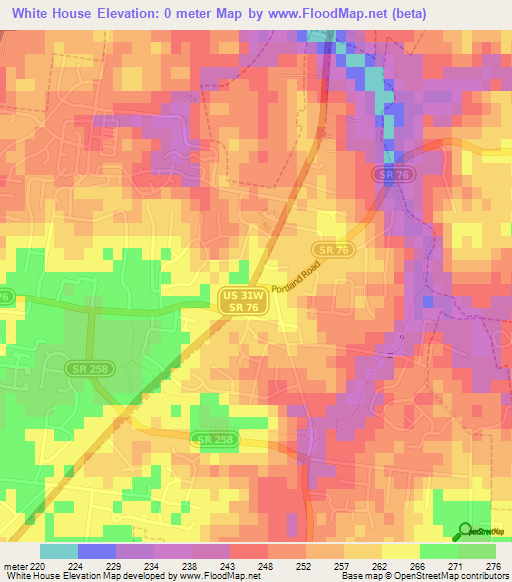 White House,US Elevation Map