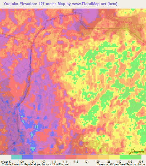 Yudinka,Russia Elevation Map