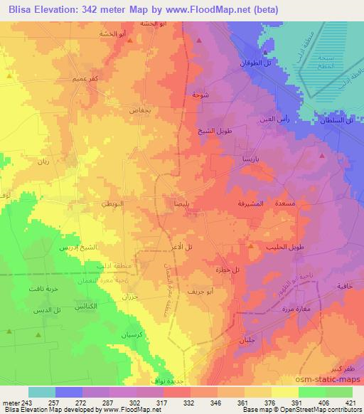 Blisa,Syria Elevation Map