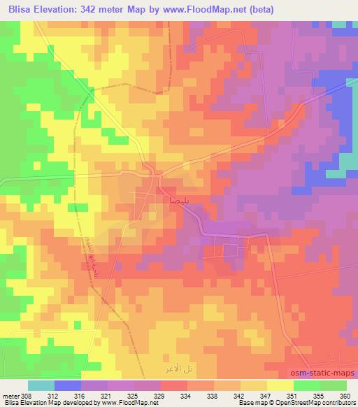 Blisa,Syria Elevation Map