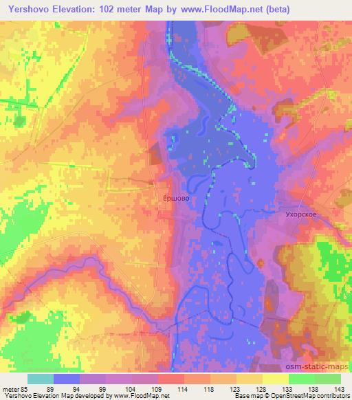 Yershovo,Russia Elevation Map