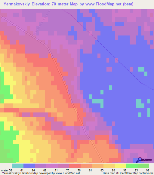 Yermakovskiy,Russia Elevation Map