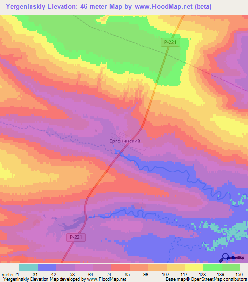 Yergeninskiy,Russia Elevation Map