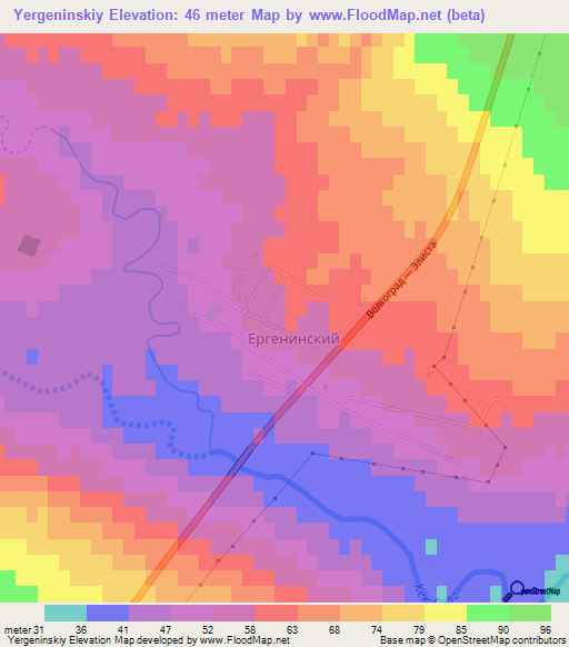 Yergeninskiy,Russia Elevation Map