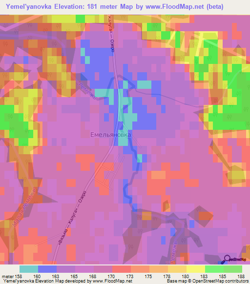 Yemel'yanovka,Russia Elevation Map