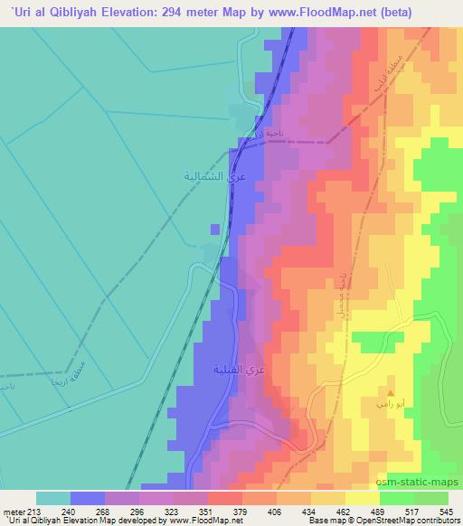 `Uri al Qibliyah,Syria Elevation Map