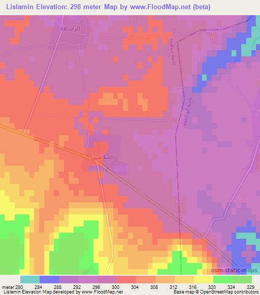 Lislamin,Syria Elevation Map
