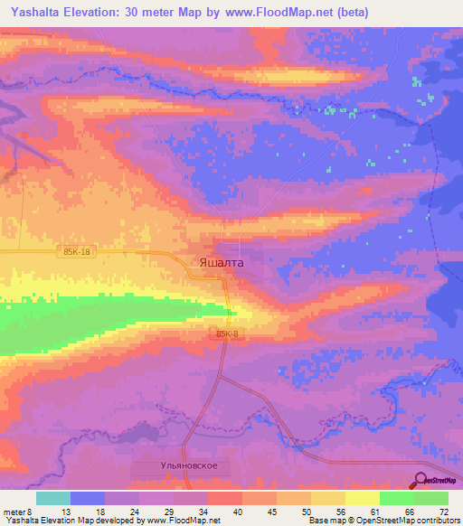 Yashalta,Russia Elevation Map